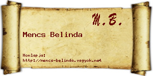 Mencs Belinda névjegykártya